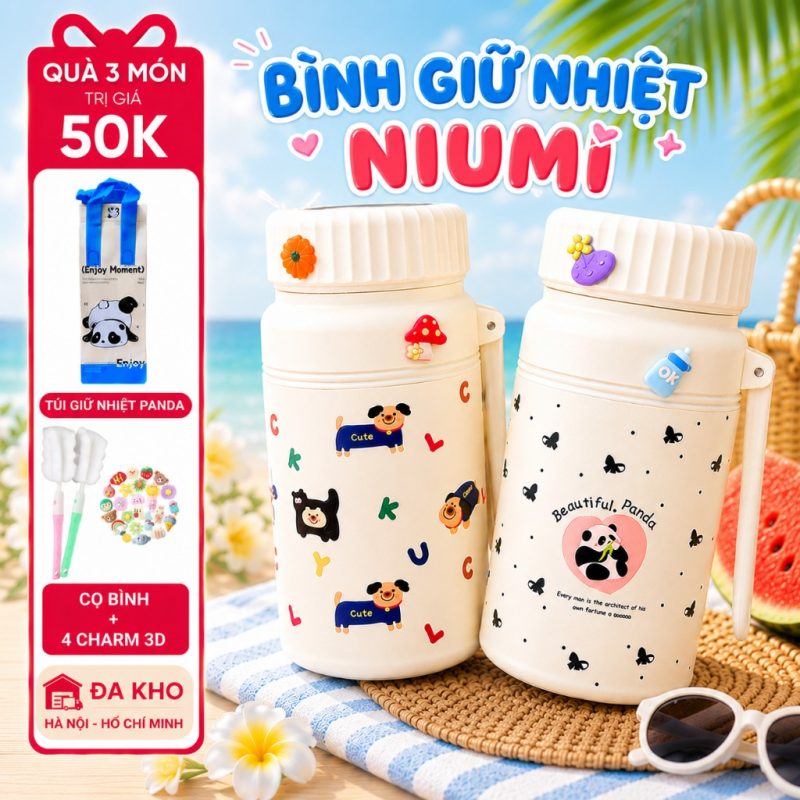 Bình giữ nhiệt NIUMI Fashion Cup 1000ml nhiều họa tiết