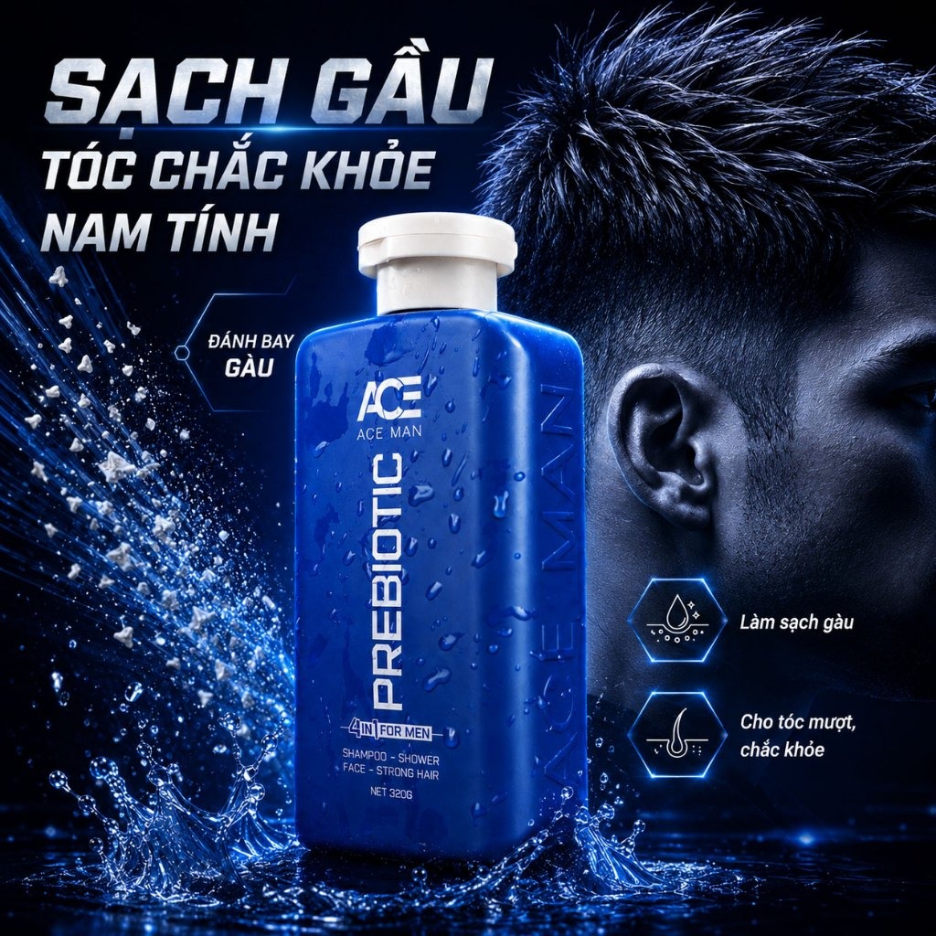 ACEMAN hỗ trợ sạch gàu và làm sạch da đầu
