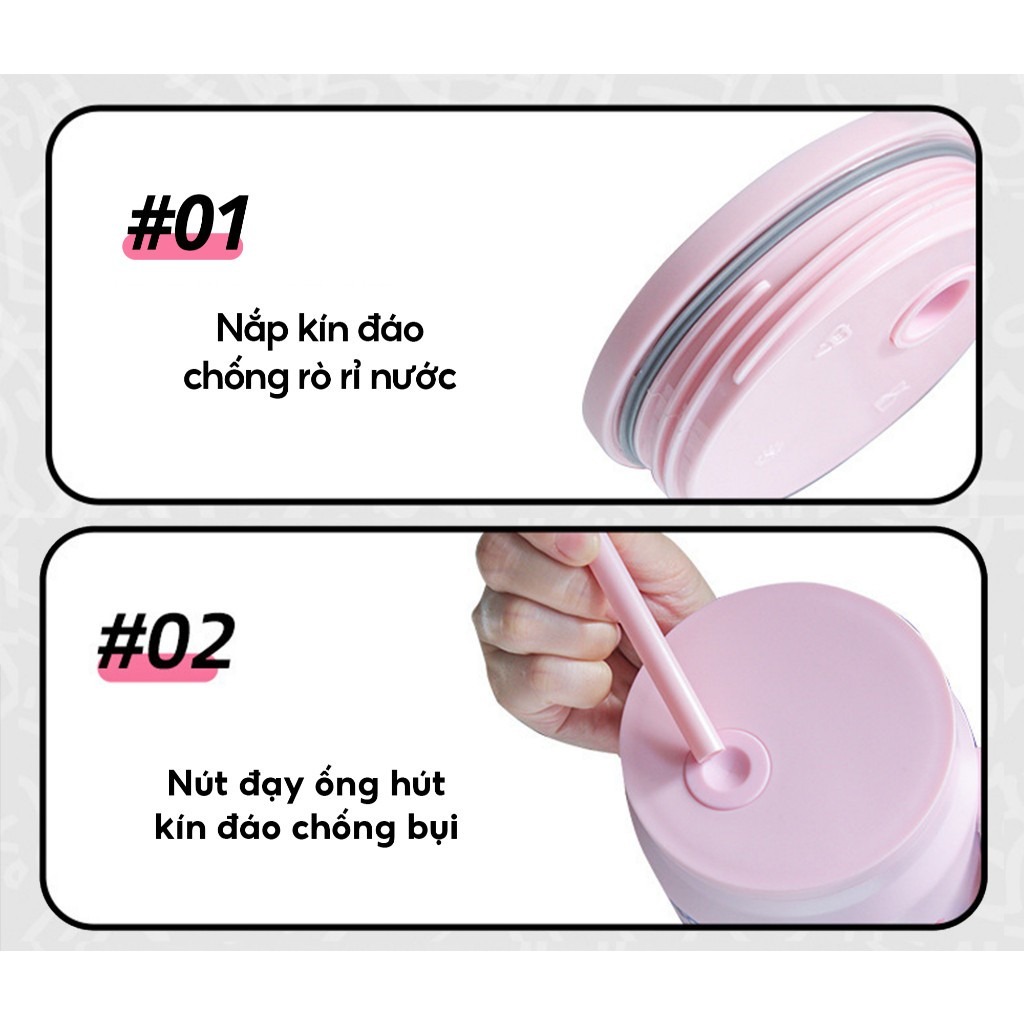 Ly giữ nhiệt BIGCUP nắp kín ống hút inox