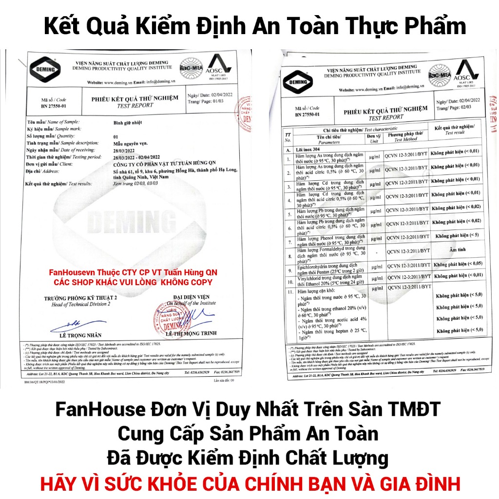 Fan House kiểm định an toàn thực phẩm